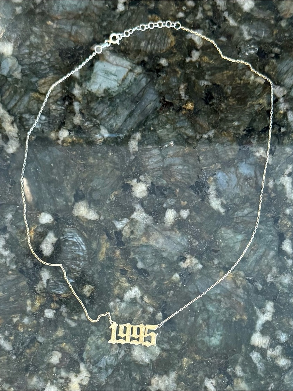 Vintage Birth Year Number 1995 Necklace Stainless Steel  Adjustable gold tone